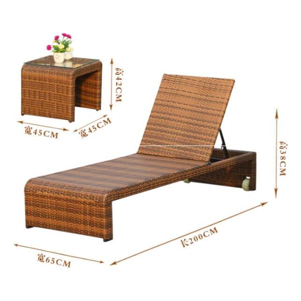 PE Rattan Chaise Lounge chairs Leisure Aluminium Outdoor Garden patio beach chair