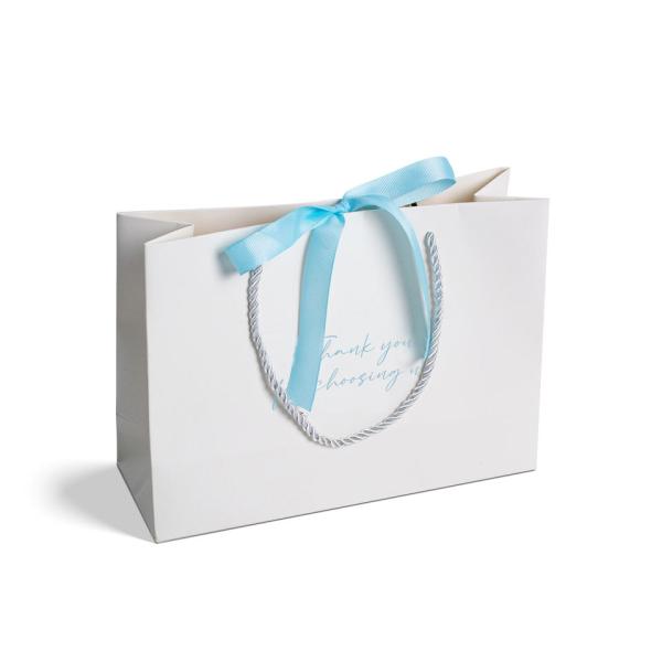 Логотип клиента розничная торговля Бутик Покупки Подарок Роскошная белая бумажная сумка с индивидуальным размером