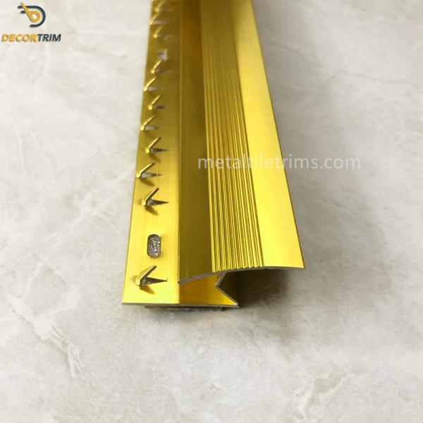 Gloss Gold Z Bar Flooring Profile Carpet Transition Strip With Glue