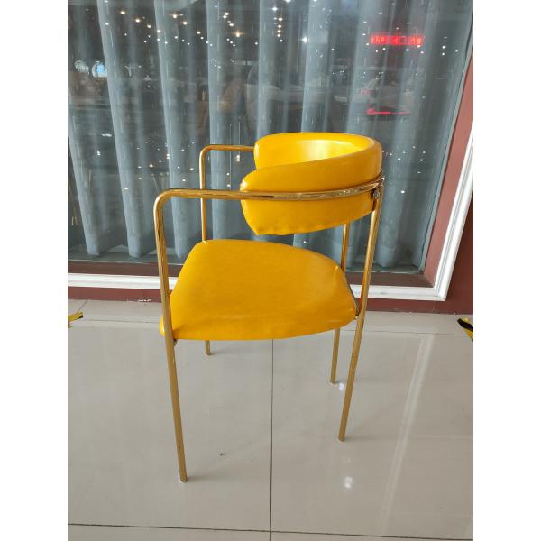 High Back 52cm 49cm Gilded Faux Leather Dining Chairs