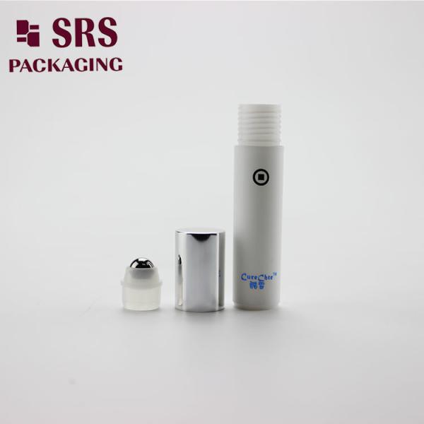 SRS empty cosmetic 5ml white plastic eye cream roller ball bottle