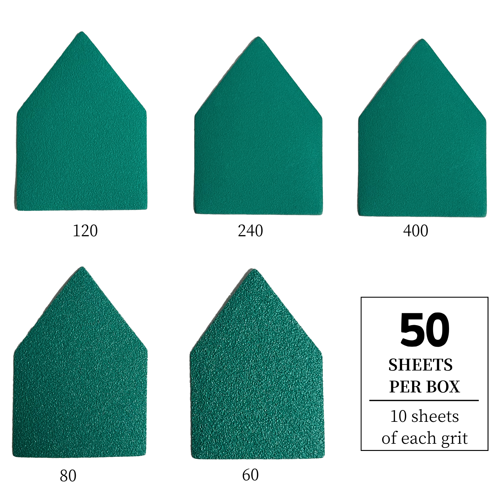 65*92mm PET Film Sandpaper Discs Green Hook and Loop Sanding Sheet Abrasive Paper