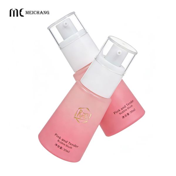 30ml 2-in-1 Pump & Brush Glass Cosmetic Bottle for Precision Dosage Control in Lip & Cheek Makeup