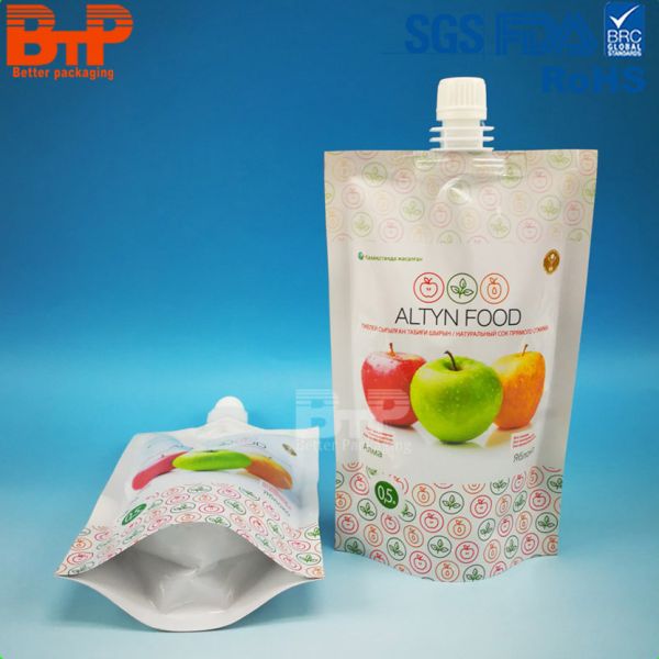 Custom Pouch Laminated Mylar Bags and Spout Top for Beverage Packaging Bag for Juice Milk Shampoo Face Facial Cream