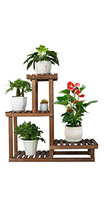 Wood Plant Stand Ladder Plant Shelf, Flower Pot Display Rack Freestanding Planter Holder for Organizer Multiple