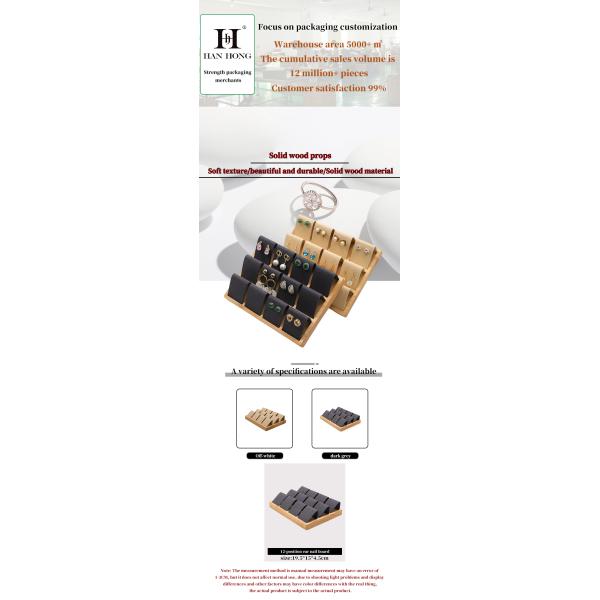 Soft Velvet Cover Wooden Jewelry Storage Display Tray Stand for Ear Studs Drops