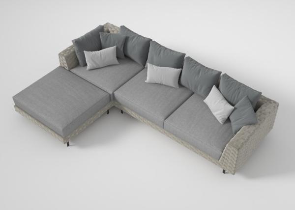 L Shape High Density Foam Seat Rattan Corner Lounge Set