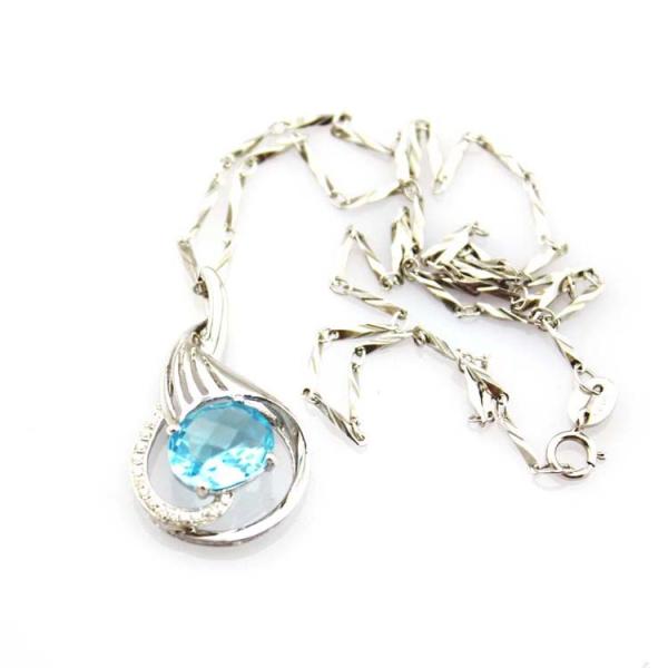 Women Jewelry 8mm x10mm Garnet Cubic Zircon Pendant Necklace (P36 )