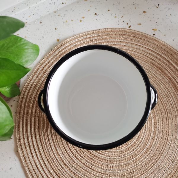 Customized Logo Enamel Grease Catcher Container Enamel Steel Storage Can with Lid