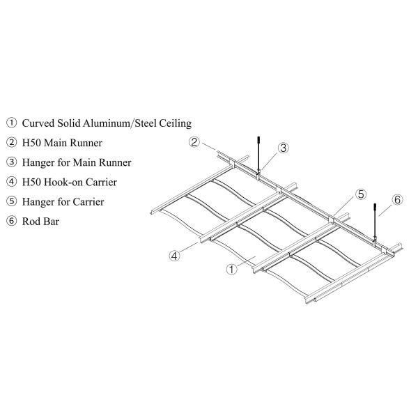 Natatorium Interior Decorative Panel Curved Wall And Ceiling Covering Suspended Metal