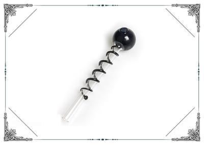 Mini Smoking Glass Oil Burner Black Bobbin Hand Blown Length 5.5 inch