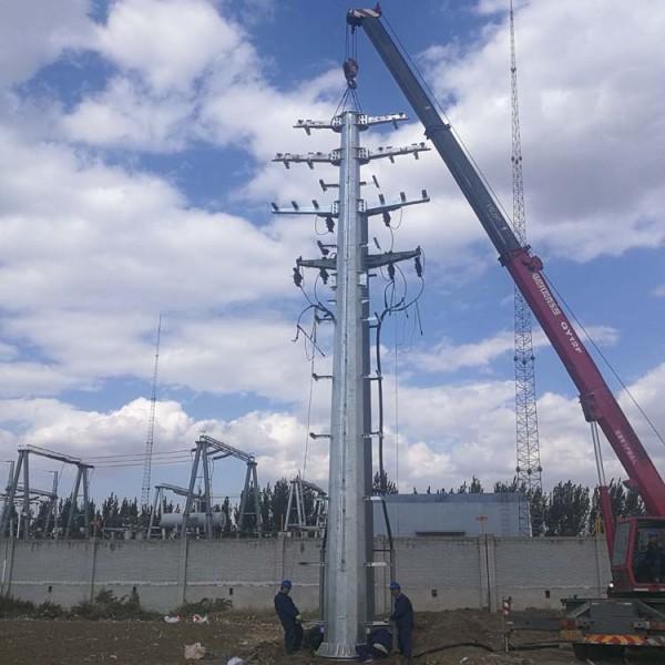 Hot DIP Galvanized Steel Utility Pole 35FT 40FT Power Monopole