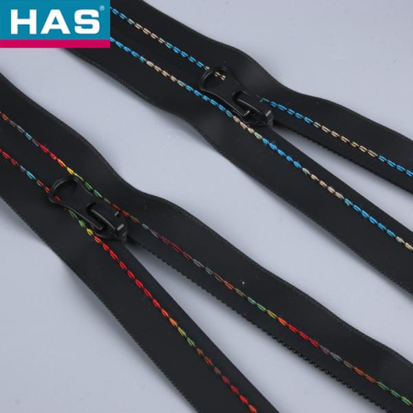 #5 Waterproof Zipper with Open-end and Double stripe double color thread zipper for apparel