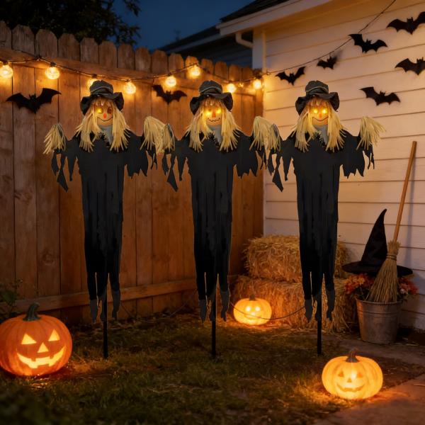 Halloween Scarecrow Ground Light | 1.2m(H) | 45cm Plug Rod | Glowing Eyes & Sound | Eco-friendly & Waterproof | Home & Commercial | MOQ 500pcs