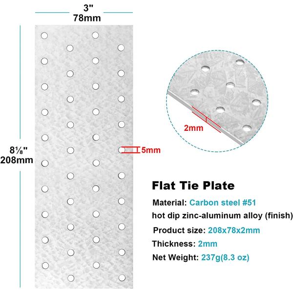Galvanized Metal Fixing Bracket for Wood Repair Single-side Bracket 2-2.5mm Thickness