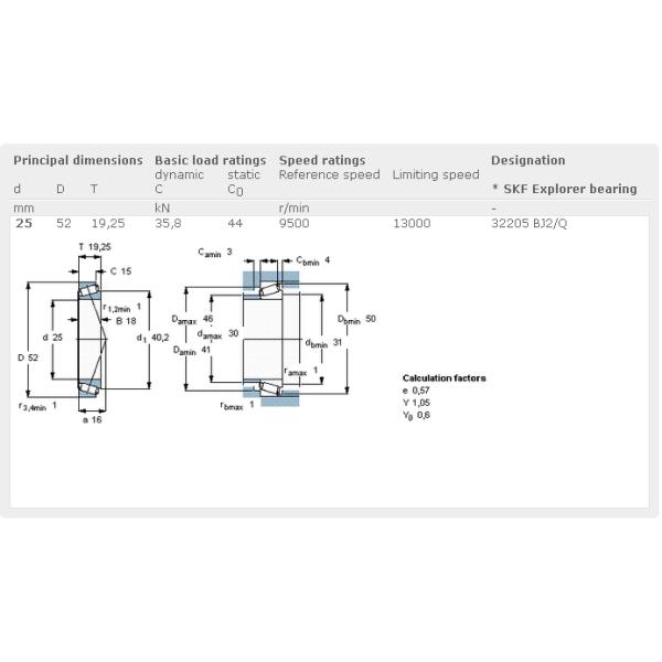 32205 J2/Q 52mm Diametre Metric Tapered Roller Bearings with High Temperature