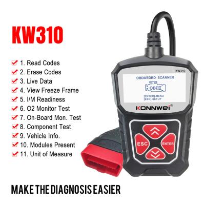 10 modes 2,0 scanner OBD2 KONNWEI KW310 des véhicules à moteur d'écran