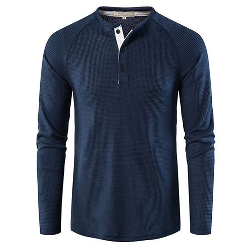 Spring And Autumn 95% Polyester Solid Long Sleeve Round Collar T-Shirt For Men