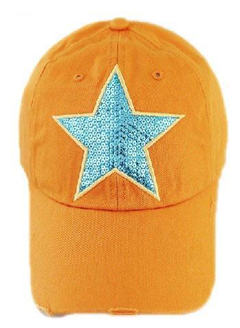 Hot  sale 100% cotton brushed  sport hat   sequin   Patch embroidered with for factory supplier by orange&white 56-58CM