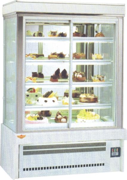 1.5m Vitrine de bolos de cor preta Vitrine de padaria Restaurante Chiller de bolos de mármore