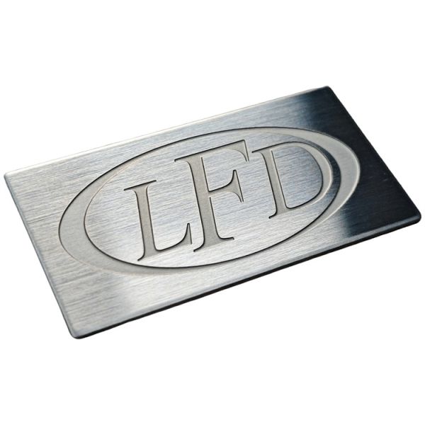 The Brushed Stainless Steel Metal Nameplate Is Customized With A Simple And Elegant Metal Logo