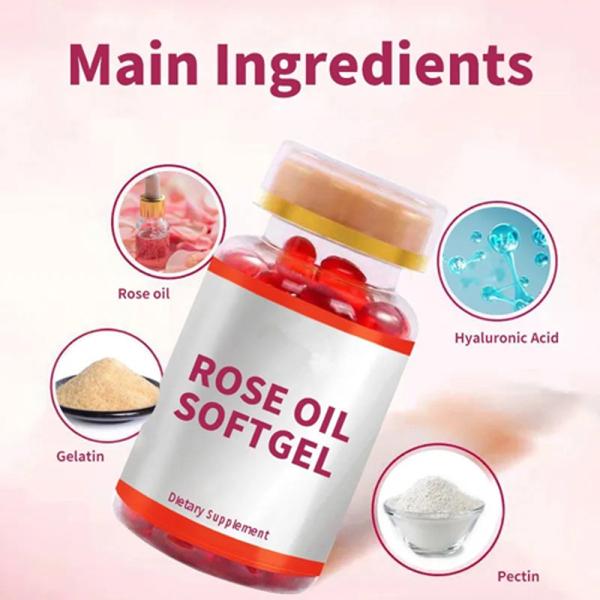 Factory Natural Health Food Rose oil soft capsule Extract Skin Whitening with Vitamin C capsule