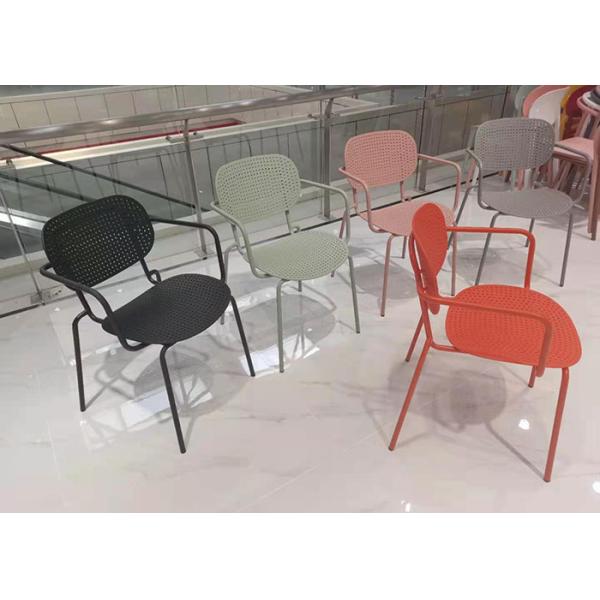 Orange Metal Leg Dining Chairs PP Polypropylene Living Room Armchair