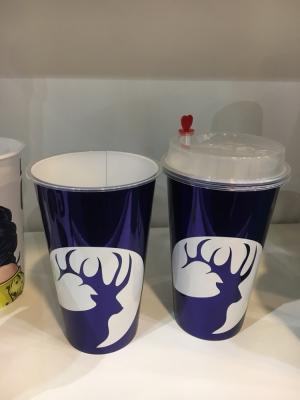 Stackable reusable beverage tumbler 500ml IML plastic party cup with custom