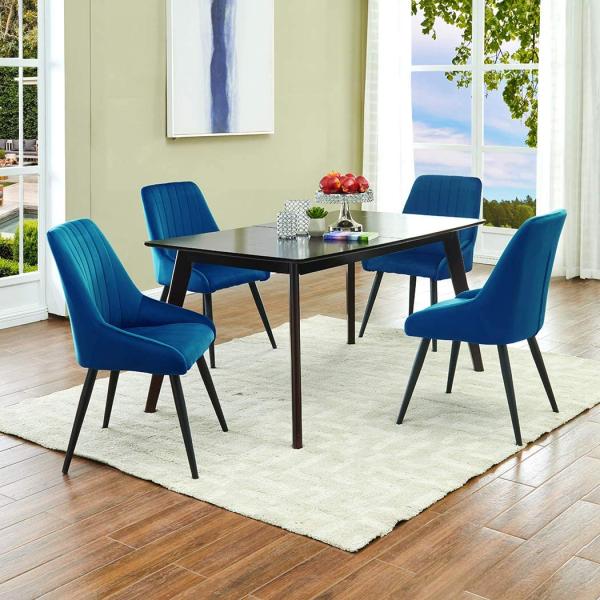 High Back Velvet SideUpholstered Kitchen Chairs Metal Leg For Tufted Chair