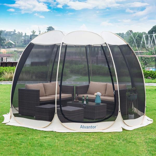 Alvantor Screen House Room Camping Tent Outdoor Canopy Pop Up Sun Shade Hexagon Shelter Mesh Walls Not Waterproof 6'x6'