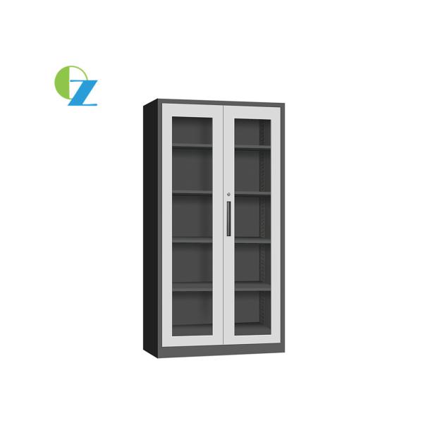 Glass Door Steel Cupboard H1850*W900*D400(MM) Blue Swing Cabinet For Office