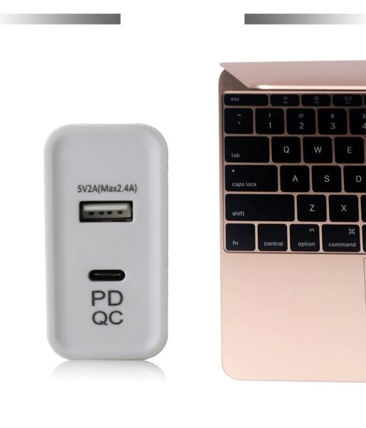 US Plug 2-Port Wall Charger – 45W Fast Charging Adapter with USB-C and USB-A Output for Phone, Tablet, Laptop, Home & Travel Use