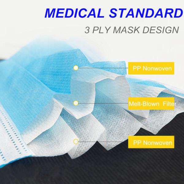 Manufacturer CE FDA in stock earloop anti dust virus Non-woven 3-ply disposable face mask