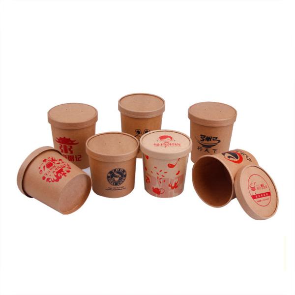 24OZ Brown kraft paper cup leakproof takeaway food soup packaging biodegradable custom printing cups