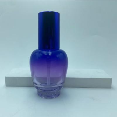 Glass Lotion Bottle 30ml Blue Gradient Serum Bottle with Pump Oil Bottle Pump Bottle Cosmetic Bottle OEM