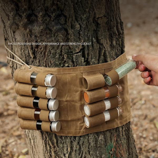 Canvas Barbecue Camping Storage Bag 38.5x19.5cm For Seasoning Bottles
