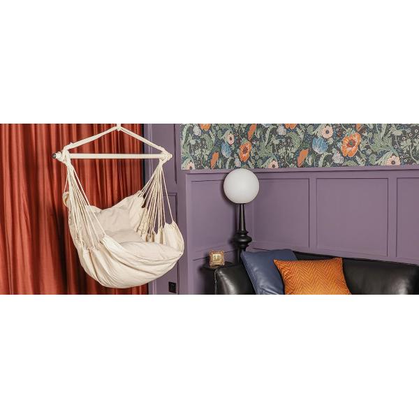 Hammock Chair Hanging Rope Swing - Max 500 Lbs - 2 Cushions Included - Steel Spreader Bar with Anti-Slip Rings