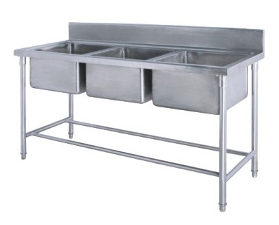 Commercial Kirchen Stainless Steel Inlet And Outlet Bench  With Double Sink  Bowl  Assembling Sink Table