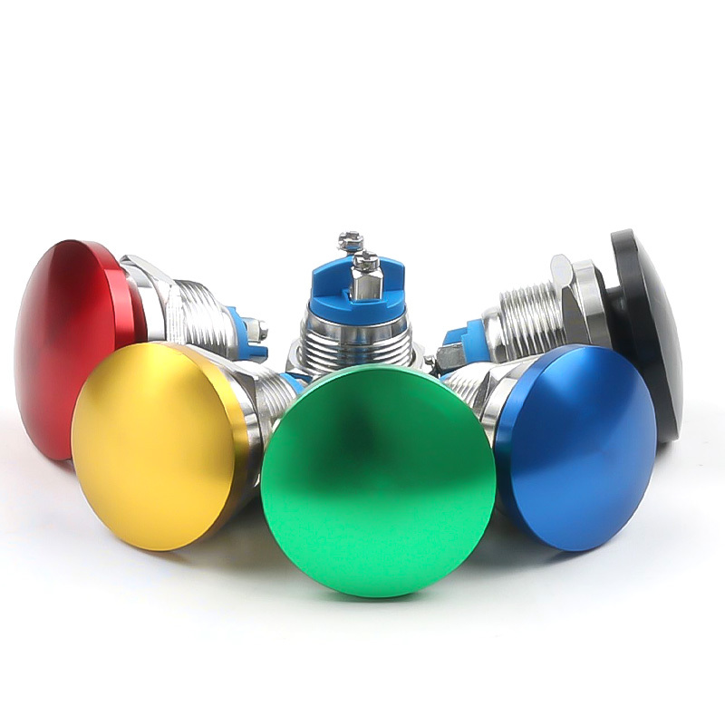 16/19/22mm Stainless Steel Self-Resetting Push Button Switch IP65 Level 220V Max Voltage Mushroom Head Screw Foot 1NO Switch