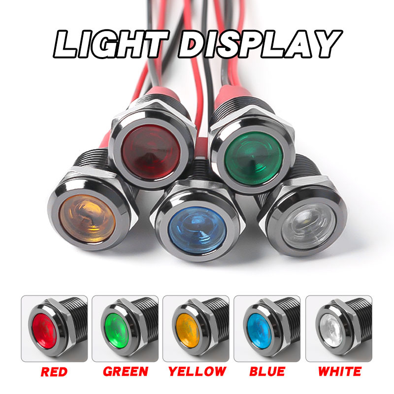 Versatile 12mm Black Metal LED Indicator Lights Oxidized and Durable Compatible with 3V 6V 12V 24V 110V 220V