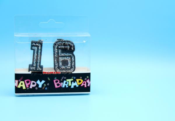Handmade Glitter Black Birthday Candles With Silver Laser Paillette Customized Logo