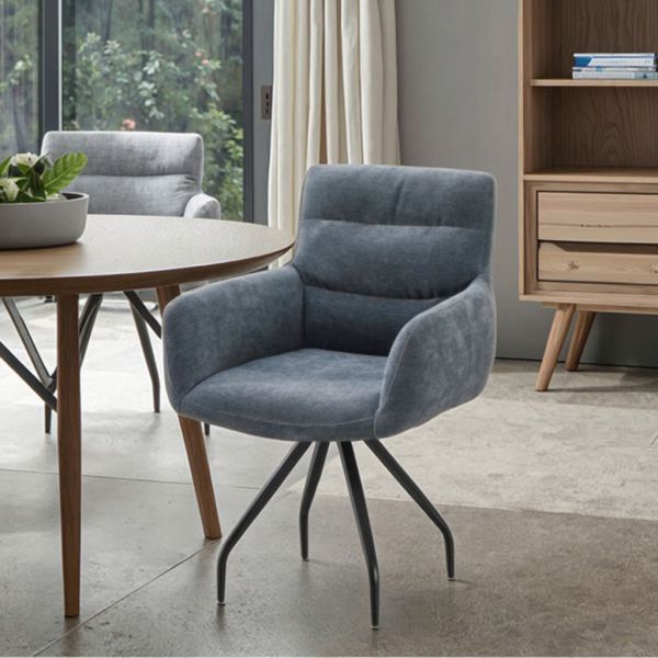 Modern Fabric Dining Chairs with Sponge Cushion Armrest Simple Design Upholstered Armchair for Home Furniture Restaurant Use