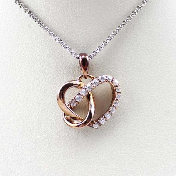 Sterling Silver CZ Diamonds Heart Pendant  Women Necklace (P-116)