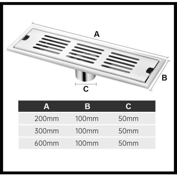 Brush Polishing Floor Drain SS 304 Linear Rectangular Shape For Bathrooms