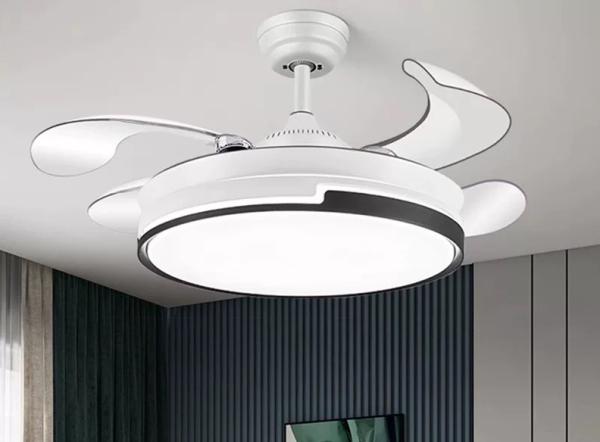 42 Inch Modern Indoor Decorative Retractable Ceiling Fan with LED Light Reversible DC Motor 3 Blades