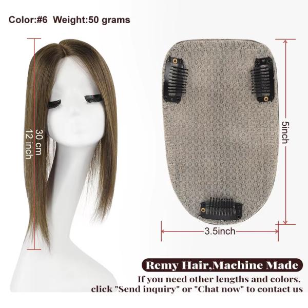 16 Inch Silk Base Hair Topper 5X5 Light Brown Ombre European Hair Wigs Topper Custom Remy 100% Human Hair Topper for Women