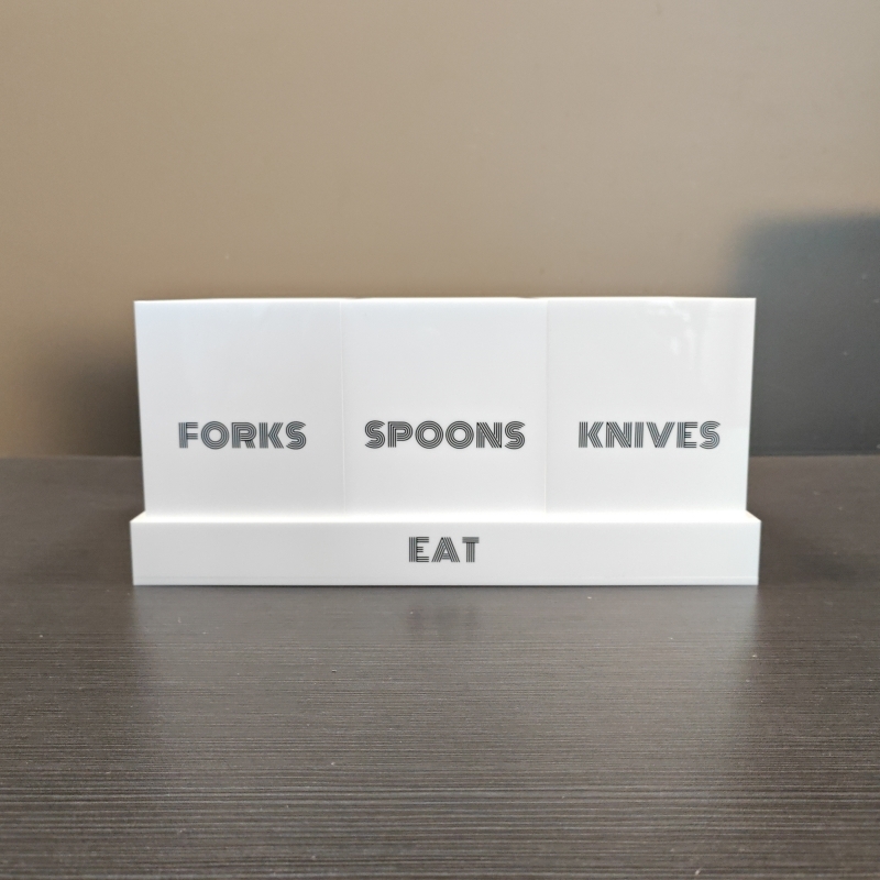 White Acrylic Knife Fork Spoon Acrylic Holder Display 3 Compartments Utensil Organizer