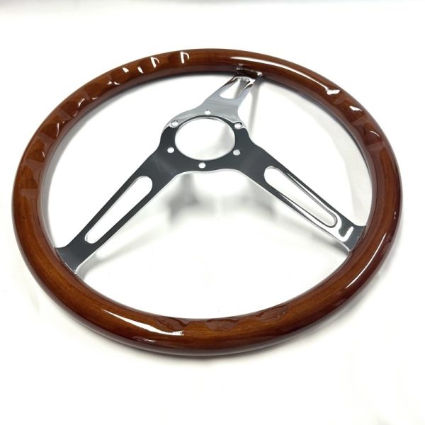 Riveted Mahogany Wood Steering Wheel 15 Inch For Automotive Restoration
