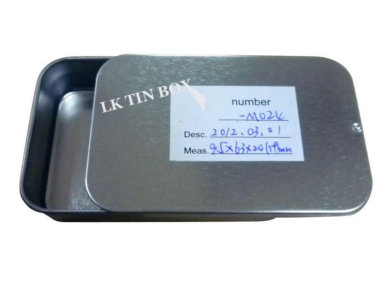 Unprinted Silver Rectangular Small Tin Containers / Boxes With Sliding Lid