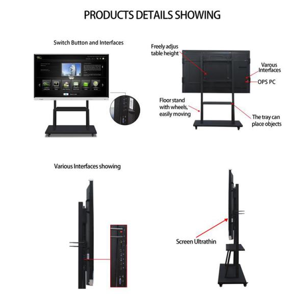 65 Inch Conference Intelligent Board Interactive Mobile Whiteboard For School Education